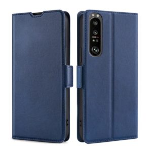 For Sony Xperia 1 III Ultra-thin Voltage Side Buckle PU + TPU Horizontal Flip Leather Case with Holder & Card Slot(Blue) (OEM)