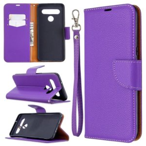 For LG K61 Litchi Texture Pure Color Horizontal Flip Leather Case with Holder & Card Slots & Wallet & Lanyard(Purple) (OEM)
