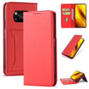 For Xiaomi Poco X3 Strong Magnetism Liquid Feel Horizontal Flip Leather Case with Holder & Card Slots & Wallet(Red) (OEM)