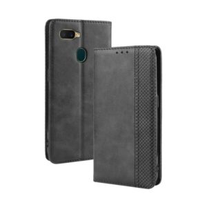 Magnetic Buckle Retro Crazy Horse Texture Horizontal Flip Leather Case for Oppo A7 , with Holder & Card Slots & Photo Frame(Black) (OEM)