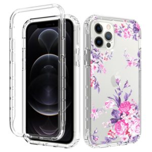 For iPhone 12 / 12 Pro 2 in 1 High Transparent Painted Shockproof PC + TPU Protective Case(Rose Flower) (OEM)