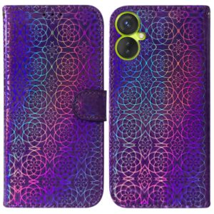 For Tecno Spark 9 Pro Colorful Magnetic Buckle Leather Phone Case(Purple) (OEM)