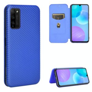 For Huawei Honor 30 Youth Carbon Fiber Texture Horizontal Flip TPU + PC + PU Leather Case with Card Slot(Blue) (OEM)