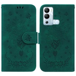 For Infinix Hot 12i Butterfly Rose Embossed Leather Phone Case(Green) (OEM)