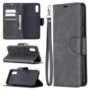 For Samsung Galaxy A02 Retro Lambskin Texture Pure Color Horizontal Flip PU Leather Case with Holder & Card Slots & Wallet & Lanyard(Black) (OEM)