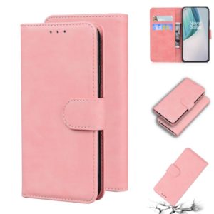 For OnePlus Nord N10 5G Skin Feel Pure Color Flip Leather Phone Case(Pink) (OEM)