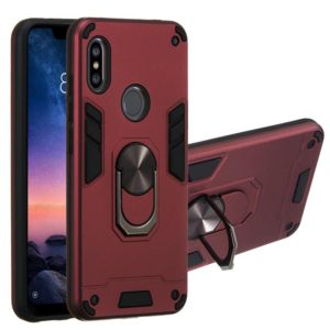 For Xiaomi Redmi Note 6 / Note 6 Pro 2 in 1 Armour Series PC + TPU Protective Case with Ring Holder(Wine Red) (OEM)