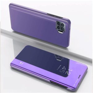 For OPPO A93/Reno4 Lite/F17 Pro/Reno 4F Plated Mirror Horizontal Flip Leather Case with Holder(Purple Blue) (OEM)