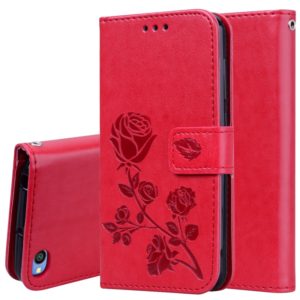 Rose Embossed Horizontal Flip PU Leather Case for Xiaomi Redmi Go, with Holder & Card Slots & Wallet(Red) (OEM)