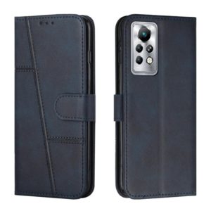 For Infinix Note 11 Pro / 11S Stitching Calf Texture Buckle Leather Phone Case(Blue) (OEM)