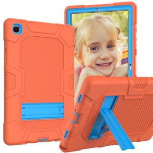 For Samsung Galaxy Tab A7 10.4 (2020) T500 / T505 Contrast Color Robot Shockproof Silicone + PC Protective Case with Holder(Orange Blue) (OEM)