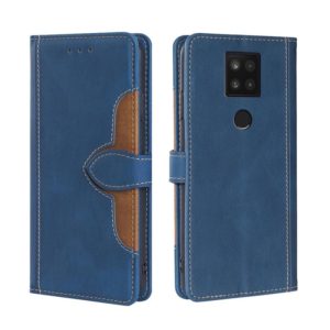 For Sharp Aquos Sense 4 Plus Skin Feel Straw Hat Magnetic Buckle Leather Phone Case(Blue) (OEM)