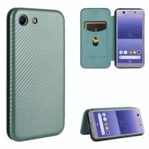 For Sony Xperia Ace Carbon Fiber Texture Horizontal Flip TPU + PC + PU Leather Case with Card Slot(Green) (OEM)