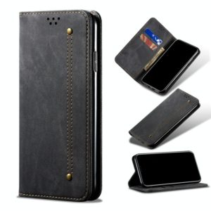 For Xiaomi Mi 11 Denim Texture Casual Style Horizontal Flip Leather Case with Holder & Card Slots & Wallet(Black) (OEM)