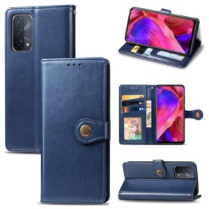 For OPPO A93 5G / A74 5G Solid Color Leather Buckle Phone Case with Lanyard & Photo Frame & Card Slot & Wallet & Stand Function(Blue) (OEM)