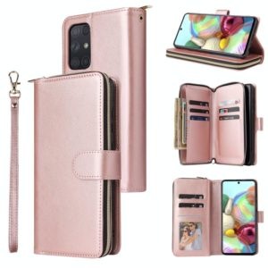 For Samsung Galaxy A72 5G Zipper Wallet Bag Horizontal Flip PU Leather Case with Holder & 9 Card Slots & Wallet & Lanyard & Photo Frame(Rose Gold) (OEM)