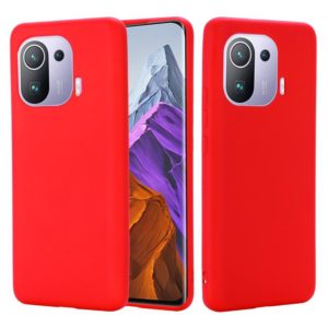 For Xiaomi Mi 11 Pro Solid Color Liquid Silicone Dropproof Full Coverage Protective Case(Red) (OEM)