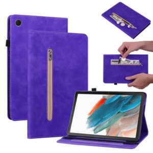 For Samsung Galaxy Tab А8 10.5 SM-X200 Skin Feel Solid Color Zipper Leather Tablet Case(Purple) (OEM)