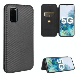 For Samsung Galaxy S20 Carbon Fiber Texture Horizontal Flip TPU + PC + PU Leather Case with Rope & Card Slot(Black) (OEM)