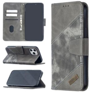 For iPhone 12 Pro Max Matching Color Crocodile Texture Horizontal Flip PU Leather Case with Wallet & Holder & Card Slots(Grey) (OEM)