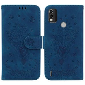 For Nokia C21 Plus Butterfly Rose Embossed Leather Phone Case(Blue) (OEM)
