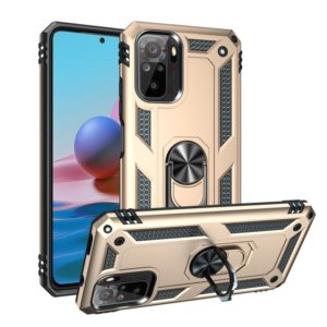 For Xiaomi Redmi Note 10 / Note 10S Shockproof TPU + PC Protective Case with 360 Degree Rotating Holder(Gold) (OEM)