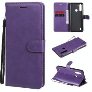 For Motorola Moto G8 Power Lite Solid Color Horizontal Flip Protective Leather Case with Holder & Card Slots & Wallet & Lanyard(Purple) (OEM)