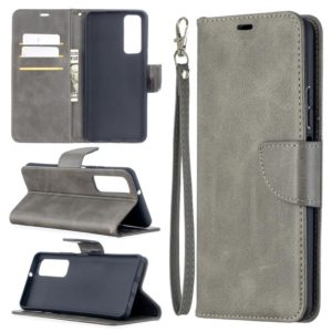For Huawei P smart 2021 / Y7a Retro Lambskin Texture Pure Color Horizontal Flip PU Leather Case with Holder & Card Slots & Wallet & Lanyard(Grey) (OEM)