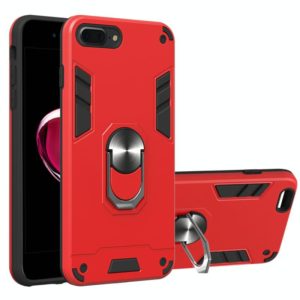 For iPhone 8 Plus / 7 Plus 2 in 1 Armour Series PC + TPU Protective Case with Ring Holder(Red) (OEM)