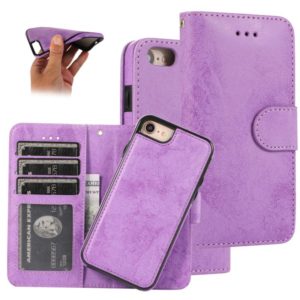 For iPhone SE 2022 / SE 2020 / 8 / 7 KLT888-2 Retro 2 in 1 Detachable Magnetic Horizontal Flip TPU + PU Leather Case with Holder & Card Slots & Photo Frame & Wallet(Purple) (OEM)