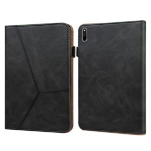 For Huawei MatePad 10.8 (2021) Solid Color Embossed Striped Leather Case(Black) (OEM)