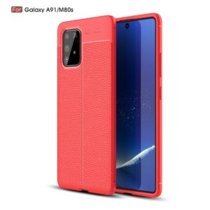 For Galaxy A91 / M80s Litchi Texture TPU Shockproof Case(Red) (OEM)