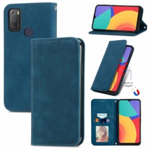 For Alcatel 1S 2021 Retro Skin Feel Business Magnetic Horizontal Flip Leather Case with Holder & Card Slots & Wallet & Photo Frame(Blue) (OEM)
