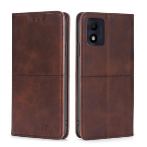 For Alcatel 1B 2022 Cow Texture Magnetic Horizontal Flip Leather Phone Case(Dark Brown) (OEM)