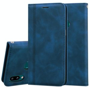 For Samsung Galaxy A10s Frosted Business Magnetic Horizontal Flip PU Leather Case with Holder & Card Slot & Lanyard(Blue) (OEM)
