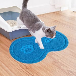 Lovely PVC Cat Litter Mat Eight-shaped Anti-skid Placemat Pet Supplies(Light Blue) (OEM)