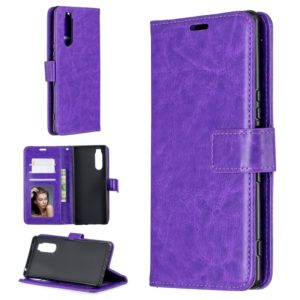 For Sony Xperia 5 Crazy Horse Texture Horizontal Flip Leather Case with Holder & Card Slots & Wallet & Photo Frame(Purple) (OEM)