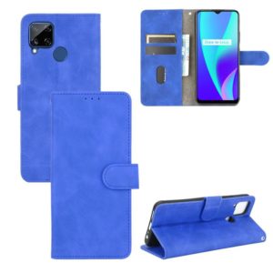 For OPPO Realme C15 Solid Color Skin Feel Magnetic Buckle Horizontal Flip Calf Texture PU Leather Case with Holder & Card Slots & Wallet(Blue) (OEM)
