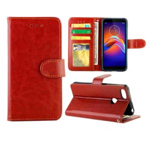 For Motorola MOTO E6 Play Crazy Horse Texture Leather Horizontal Flip Protective Case with Holder & Card Slots & Wallet & Photo Frame(Brown) (OEM)