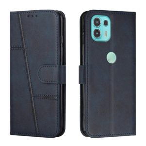 For Motorola Edge 20 Lite Stitching Calf Texture Buckle Leather Phone Case(Blue) (OEM)