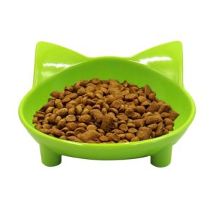 Pet Bowl Non-slip Cute Cat Type Color Cat Bowl Pet Supplies(Green) (OEM)