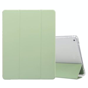 For iPad 9.7(2018)/(2017)/Air 2/Air 3-folding Electric Pressed Skin Texture Horizontal Flip Shockproof Transparent TPU + PU Leather Case with Holder & Pen Slot & Sleep / Wake-up Function(Green) (OEM)