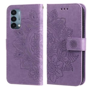For OnePlus Nord N200 5G 7-petal Flowers Embossing Pattern Horizontal Flip PU Leather Case with Holder & Card Slots & Wallet & Photo Frame(Light Purple) (OEM)