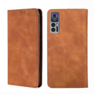 For TCL 30 5G / 30+ 5G Skin Feel Magnetic Horizontal Flip Leather Phone Case(Light Brown) (OEM)