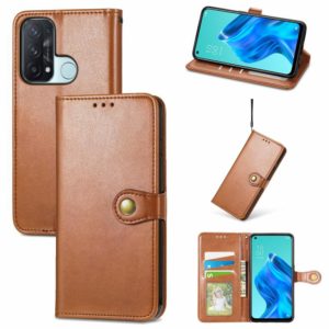 For OPPO Reno5 A Solid Color Leather Buckle Phone Case with Lanyard & Photo Frame & Card Slot & Wallet & Stand Function(Brown) (OEM)