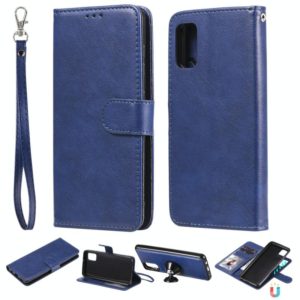 For Samsung Galaxy A41(EU Version) 2 in 1 Solid Color Detachable PU Leather Case with Card Slots & Magnetic Holder & Photo Frame & Wallet & Strap(Blue) (OEM)