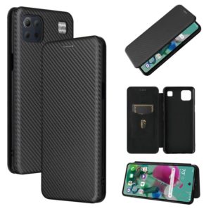 For LG K92 5G Carbon Fiber Texture Horizontal Flip TPU + PC + PU Leather Case with Card Slot(Black) (OEM)