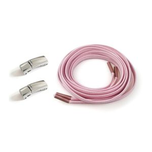 1 Pair SLK28 Metal Magnetic Buckle Elastic Free Tied Laces, Style: Silver Magnetic Buckle+Pink Shoelaces (OEM)