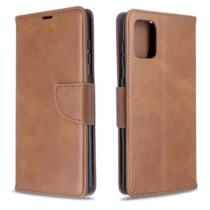 For Galaxy A71 Retro Lambskin Texture Pure Color Horizontal Flip PU Leather Case with Holder & Card Slots & Wallet & Lanyard(Brown) (OEM)