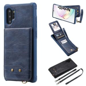 For Galaxy Note 10 Plus Vertical Flip Wallet Shockproof Back Cover Protective Case with Holder & Card Slots & Lanyard & Photos Frames(Blue) (OEM)